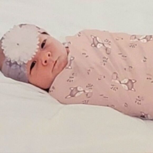Catherine MalandrinoBaby Girls 2 Pc Headband & Swaddle Set - Pink Fox - Picture 5 of 5